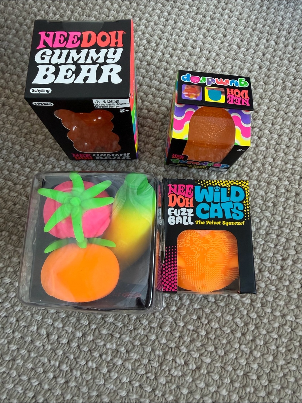 NeeDoh Kids Toys Colorful Neon Squishy Set — Orange & Green